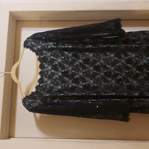 Adrianna Papell Mint Black Lace Beaded Dress